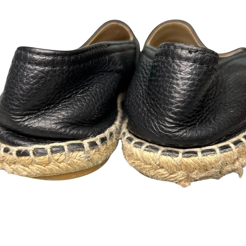 Maypol Espadrille Leather Flats Sz 38 Fits Like US 9 Black Slip On Anthropologie - Picture 7 of 8